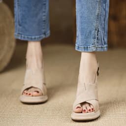 Heels Shoes Women Sandals 40 Sizes Square Toe Thick Heeled Pumps Outside Elegant Back Strap Black Leather Shoes