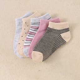 10 Pairs Adorable Girls' Socks, Featuring Heart-Shaped Stripes and Polka Dot Patterns, Children's Ankle Socks