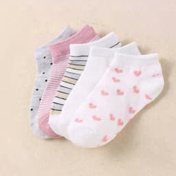 10 Pairs Adorable Girls' Socks, Featuring Heart-Shaped Stripes and Polka Dot Patterns, Children's Ankle Socks