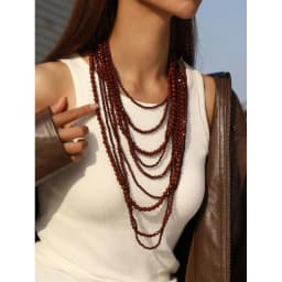 2pcs Boho Layered Long Necklace Set, Acrylic Beads for Autumn/Winter Style & Sweater Pairing