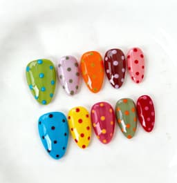 10pcs Handmade Brown Pink Polka Dot Press on Nails Almond Full Cover Wearable Reusable Sweet False Nails 2026