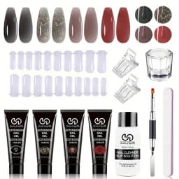 4-Color Poly for Nail Extension Gel in Brown, Black, and Grey - Perfect for Male or Dark for Nail Art. Includes Essential Tools