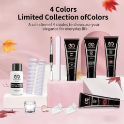 4-Color Poly for Nail Extension Gel in Brown, Black, and Grey - Perfect for Male or Dark for Nail Art. Includes Essential Tools
