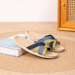 2025 Fluffy Linen Slippers for Women, Summer Indoor Anti-Slip Quiet Breathable Soft Sole Sandals