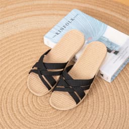 2025 Fluffy Linen Slippers for Women, Summer Indoor Anti-Slip Quiet Breathable Soft Sole Sandals