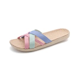 2025 Fluffy Linen Slippers for Women, Summer Indoor Anti-Slip Quiet Breathable Soft Sole Sandals