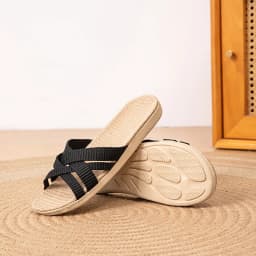 2025 Fluffy Linen Slippers for Women, Summer Indoor Anti-Slip Quiet Breathable Soft Sole Sandals