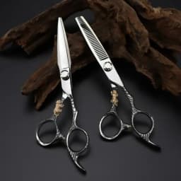 Premium Gold Tiger Barber Scissors - 6 Inch Straight & Thinning Hairdressing Shears, Professional Salon Cutting Tools