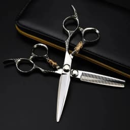 Premium Gold Tiger Barber Scissors - 6 Inch Straight & Thinning Hairdressing Shears, Professional Salon Cutting Tools