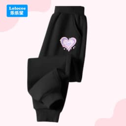 Girls' Fashion Sweatpants Cute Bowknot & Heart Print Kids' Casual Pants Elastic Waist Thin Trousers Children's Activewear HDJ1