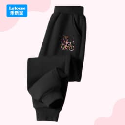Girls' Fashion Sweatpants Cute Bowknot & Heart Print Kids' Casual Pants Elastic Waist Thin Trousers Children's Activewear HDJ1