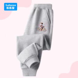 Girls' Fashion Sweatpants Cute Bowknot & Heart Print Kids' Casual Pants Elastic Waist Thin Trousers Children's Activewear HDJ1