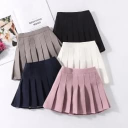 Preppy Girls' Pleated Skirt Set - White & Black Skort for School, Casual Summer Outfit for Kids 5-12 Years