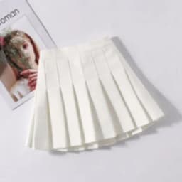 Preppy Girls' Pleated Skirt Set - White & Black Skort for School, Casual Summer Outfit for Kids 5-12 Years