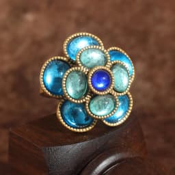 Vintage Crystal Rings Natural Stone Blue Camellia Flower Antique Gold Color Valentine Day Gift For Girlfriend New In 2025 Trendy