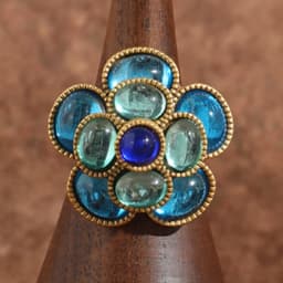 Vintage Crystal Rings Natural Stone Blue Camellia Flower Antique Gold Color Valentine Day Gift For Girlfriend New In 2025 Trendy