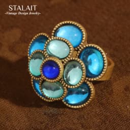 Vintage Crystal Rings Natural Stone Blue Camellia Flower Antique Gold Color Valentine Day Gift For Girlfriend New In 2025 Trendy