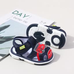 2025 Baby Squeaky Shoes Summer Sandal High Quality Funny Toddler Sound Pre-walking Sneaker Cute Car Patterns For Kid Unisex