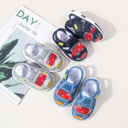 2025 Baby Squeaky Shoes Summer Sandal High Quality Funny Toddler Sound Pre-walking Sneaker Cute Car Patterns For Kid Unisex