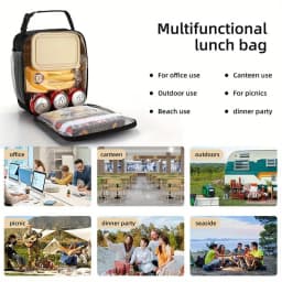 Portable Large Capacity Insulated Lunch Box, Reusable Lunch Bag for Men Women, Waterproof Oxford Cloth Insulated Cooler Bag