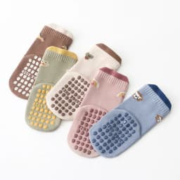 5 Pairs Anti-Slip Adhesive Baby Socks with Cartoon Animal Patterns, Kid's Walking Socks Are Suitable for Daily Wear