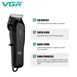 VGR Hair Clipper Hairdressing Salon Professional USB charging Hair Clipper Men's Electric Haircut Rechargeable Hair Clippe V-118