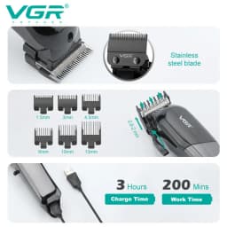 VGR Hair Clipper Hairdressing Salon Professional USB charging Hair Clipper Men's Electric Haircut Rechargeable Hair Clippe V-118
