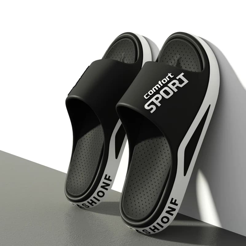 Men's Fashion Slide Sandals Summer Non-Slip Comfortable Flat Sole Slippers for Indoor & Outdoor Wear Trendy Breathable Home Shoe
