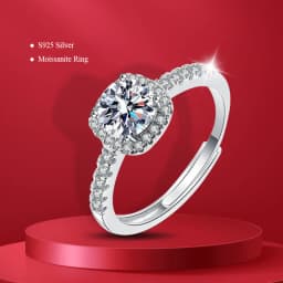 925 Sterling Silver Heart Moissanite Ring Open Adjustable Engagement For Women Wedding Fashion Jewelry Party Gifts