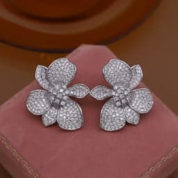 French new design fashion jewelry 14K gold plated luxury zircon exaggerated flower earrings elegant women's party accessories
