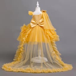 KLFLGD New Summer Girls Party Dresses Flower Girl Wedding Elegant Party Dress 2-6 Year Old Girl Pink Tulle Tail Dress