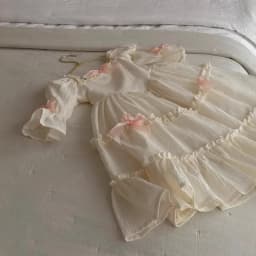 Dress Children Girl 2025 Summer New Style Cotton Bow Petal Sleeve Square Collar Ruched Tiered Skirt Courtly Style Princess