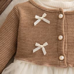 Autumn Toddler Baby Girl Pink Dress Bow Gentle Long Sleeved Yarn Dresses for Girl Party Dress