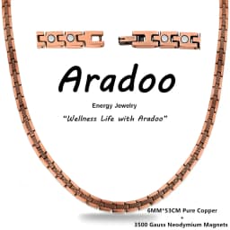 ARADOO Pure Copper Magnetic Bracelet Necklace for Men Women Copper Wristband with 3500 Gauss Magnets Jewelry Gifts