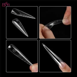 BNG New 70/140Pcs Clear Nail Dual Form Poly Extension Gel Molds Reusable Acrylic Nail Forms 12 Types False Tips with Scale Line