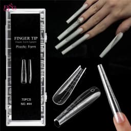 BNG New 70/140Pcs Clear Nail Dual Form Poly Extension Gel Molds Reusable Acrylic Nail Forms 12 Types False Tips with Scale Line