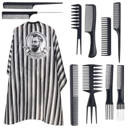 WANMEI Salon Barber Cloak Set Barber Stylist Cloak with Adjustable Buckle Neck Dust Removal Brush and Comb Barber Shop Tool