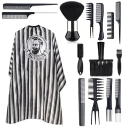 WANMEI Salon Barber Cloak Set Barber Stylist Cloak with Adjustable Buckle Neck Dust Removal Brush and Comb Barber Shop Tool