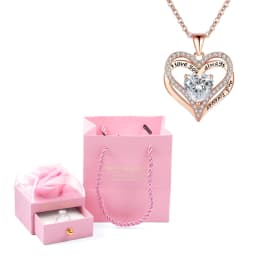 Heart Pendant Necklaces For Women With Rose Flower Gift Box Girlfriend Mother Family Birthday Fashion Romantic Surprise Gifts