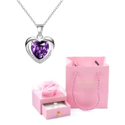 Heart Pendant Necklaces For Women With Rose Flower Gift Box Girlfriend Mother Family Birthday Fashion Romantic Surprise Gifts