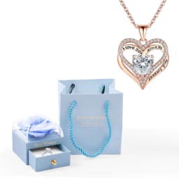 Heart Pendant Necklaces For Women With Rose Flower Gift Box Girlfriend Mother Family Birthday Fashion Romantic Surprise Gifts
