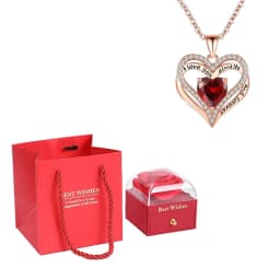 Heart Pendant Necklaces For Women With Rose Flower Gift Box Girlfriend Mother Family Birthday Fashion Romantic Surprise Gifts