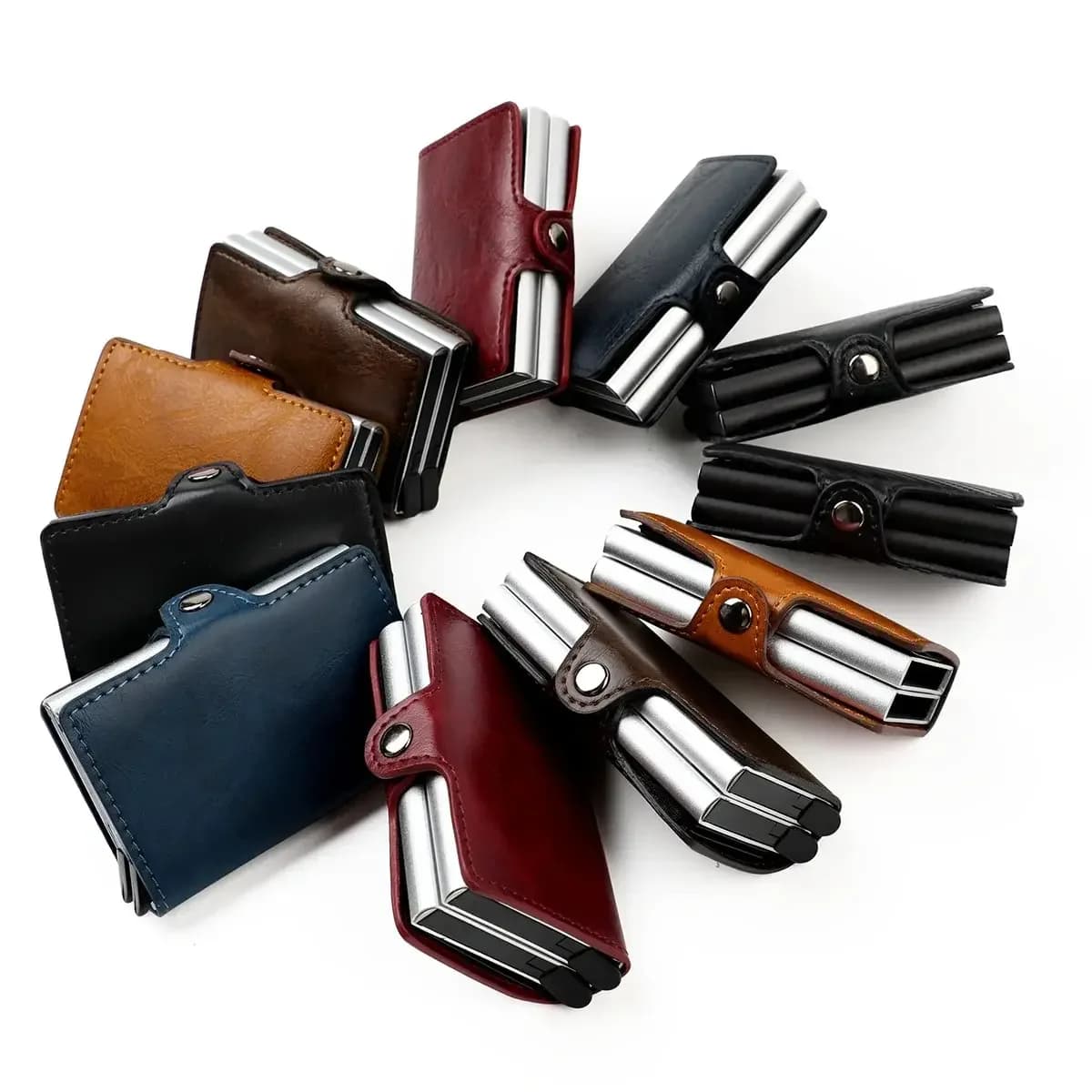 New Double Layer High Capacity Men ID Credit Bank Card Holder Wallet Anti Rfid Blocking Protected Magic Mini Small Money Wallets