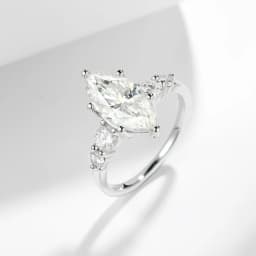 A 925 Silver 3 Carat Horse Eye Moissanite Special-Shaped Ring Fashionable Classic Men's and Women's Couple Ring Wedding Ring