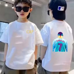 Summer Cotton Children T-shirt CR7 Ronaldo Breathable Boy Casual Fashion Short Sleeve Kid Idol Clothes Sport Baby Tee Tops