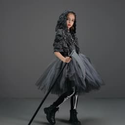 Halloween Death Dress Up Costume With Hoodies Girls Evil Role Playing Tulle Tutu Kids Carnival Party Fancy Sickle Chain Clothes