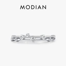 MODIAN 925 Sterling Silver Original Design Rings Simple Double Layer Line Round Clear CZ Finger Rings For Women Fine Jewelry