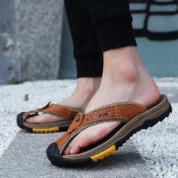 Summer Sandals Genuine Leather Flip Flops Men Classic Roman Sandals Comfortable Slipper Outdoor Casual Non-slip Beach Male Shoes