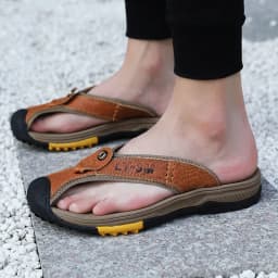 Summer Sandals Genuine Leather Flip Flops Men Classic Roman Sandals Comfortable Slipper Outdoor Casual Non-slip Beach Male Shoes