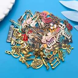 Mix 100 Pcs of Alloy Enamel Music Series Charms Pendants, Suitable for DIY Necklace, Earring, Keychain Jewelry Making Accessory
